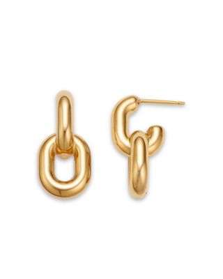 Polished Oval Link Drop Earrings in 14K Yellow Gold