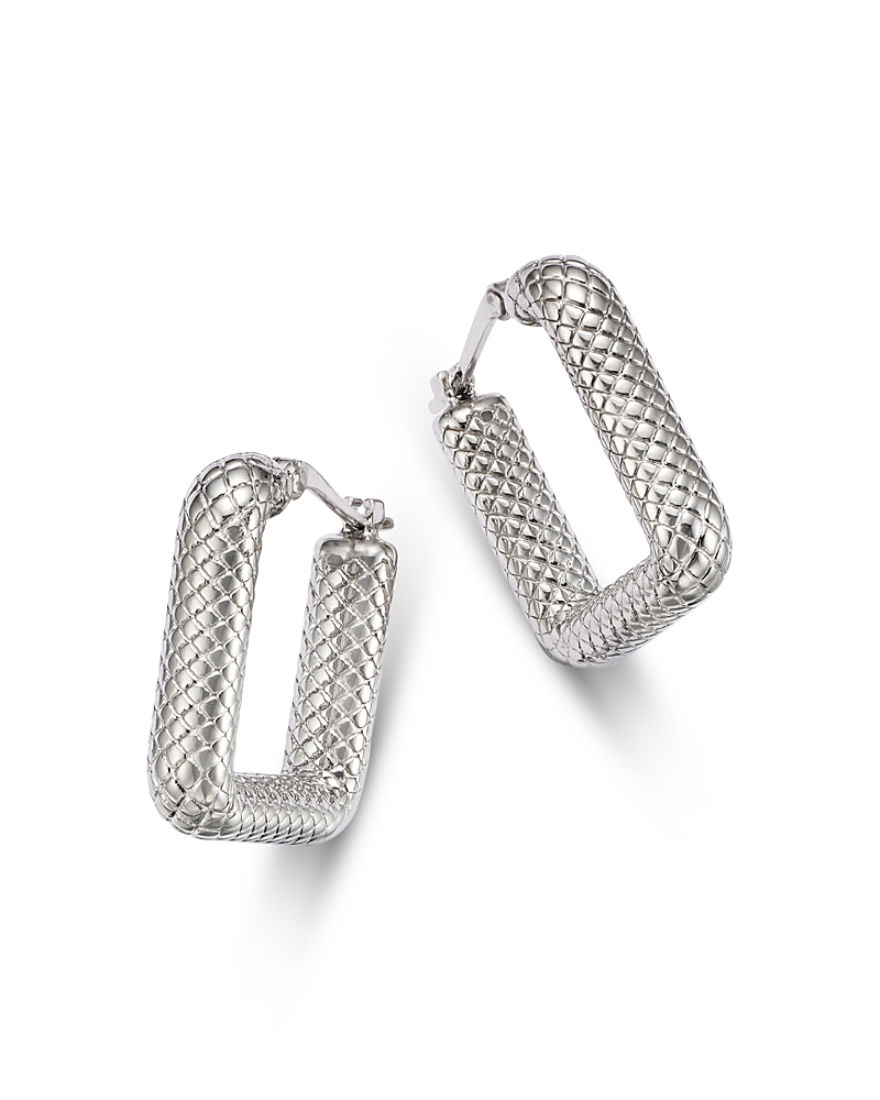 Bloomingdale's Fine Collection Textured Square Hoop Earrings in Sterling Silver