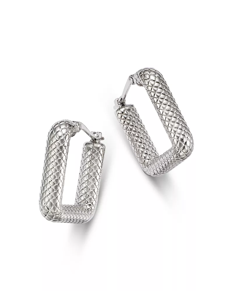 Bloomingdale's Fine Collection Textured Square Hoop Earrings in Sterling Silver