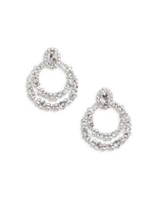 Self-Portrait - Crystal Double Hoop Clip On Earrings