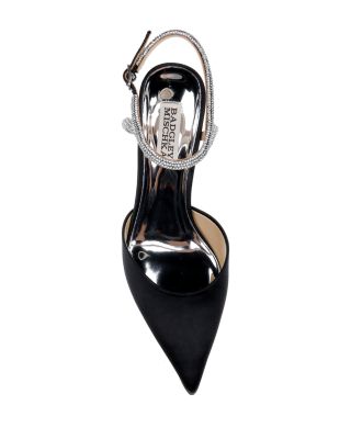 Women's Autumn Pointed Toe Pav&eacute; Embellished Mid Heel Pumps