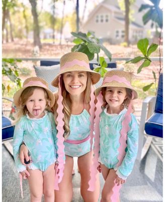 Girls' Straw Harbor Hat with Scalloped Ribbon - Little Kid, Big Kid