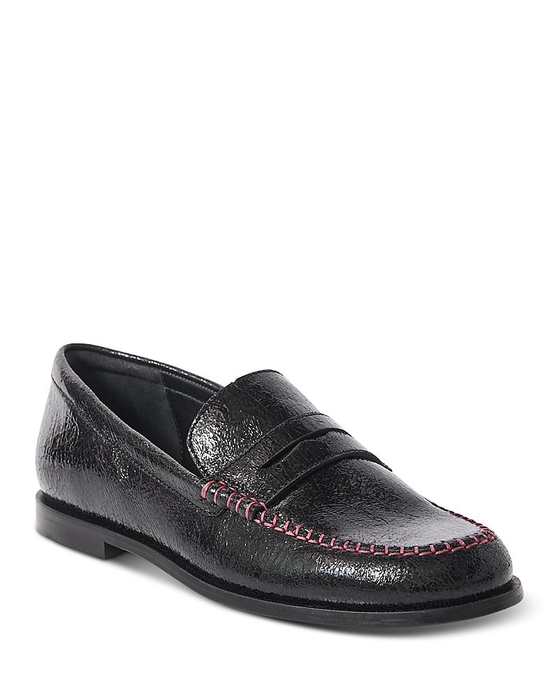 Free People Contrast Stitch Penny Loafer In Black