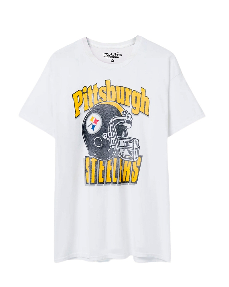 Junk Food Clothing Nfl Pittsburgh Steelers Throwback Helmet Flea Market Tee In White