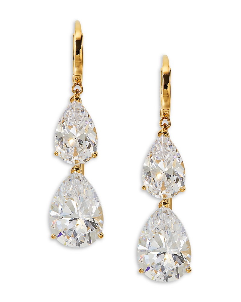 NADRI CUBIC ZIRCONIA PEAR DOUBLE DROP EARRINGS