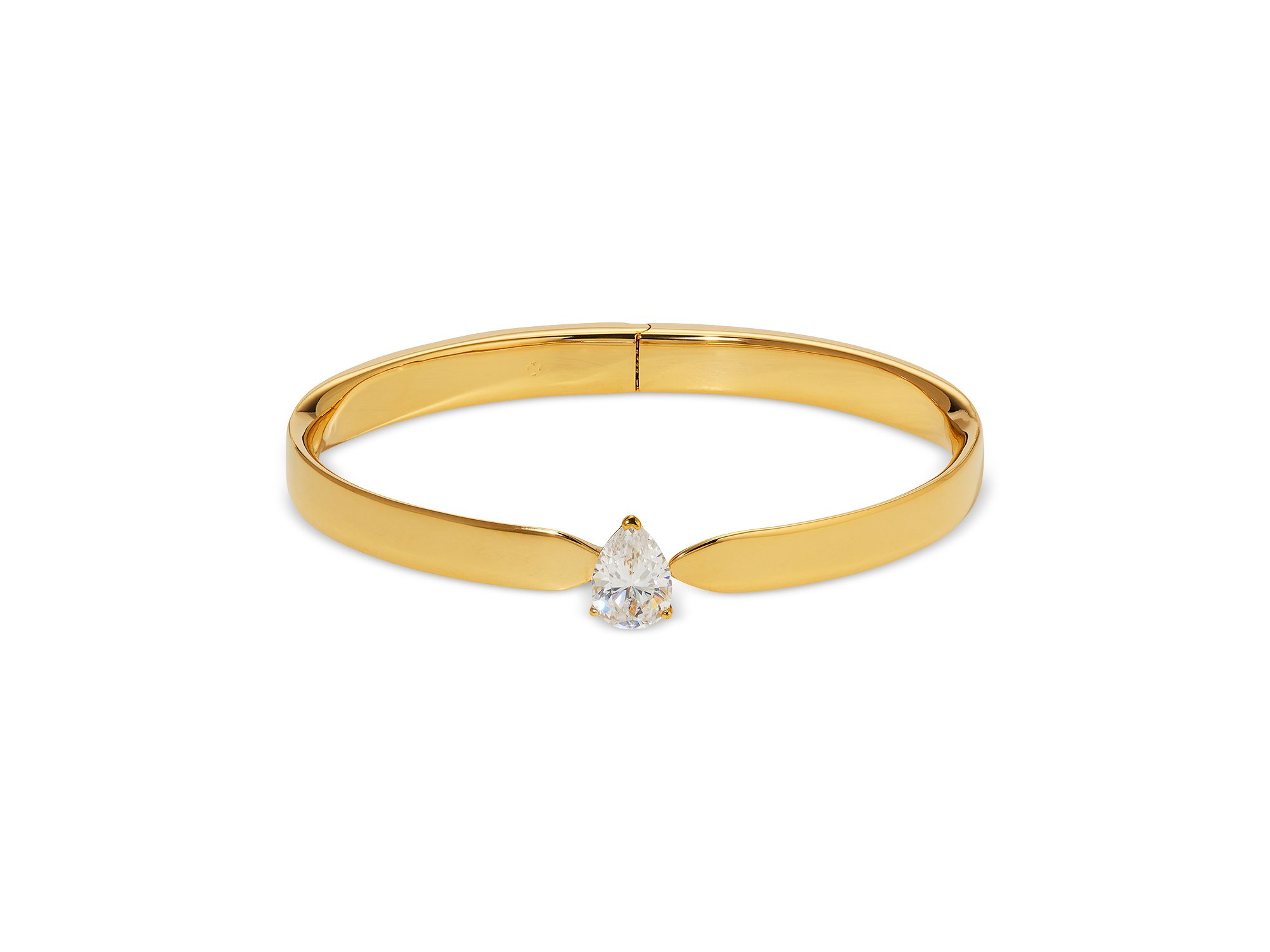 Cubic Zirconia Pear Solitaire Bangle Bracelet - Image 1