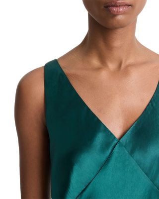 chinese dress ladies Double V-Neck Satin Slip Dress in Vervain main image 1