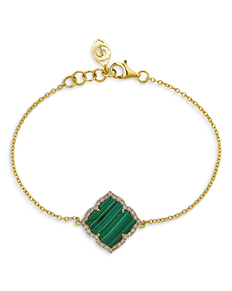Piranesi 18k Yellow Gold Capri Fiore Bracelet With Malachite And Diamonds In Green/gold