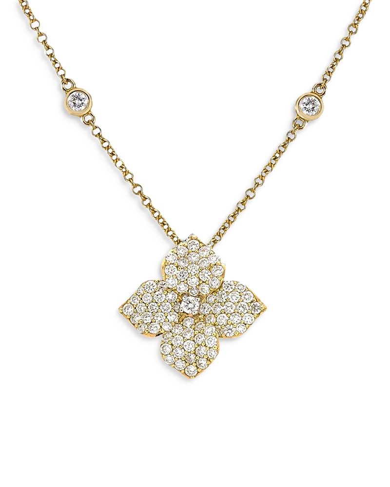 Piranesi 18K Yellow Gold Fiore Diamond Small Flower Pendant Necklace, 16