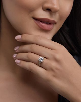 Certified Lab Grown Diamond Engagement Ring in 18K White Gold, 3.0 tcw