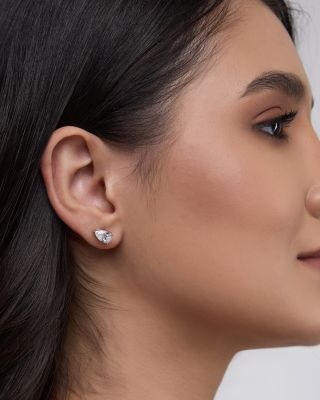 Certified Lab Grown Pear Shaped Diamond Stud Earrings in 18K White Gold, 2.0 tcw