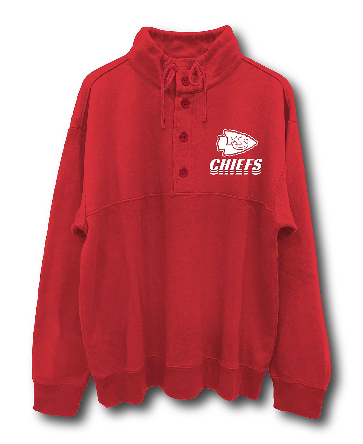 Junk Food Clothing Unisex Nfl Kansas City Chiefs Mock 1/4 Button Up Sweatshirt