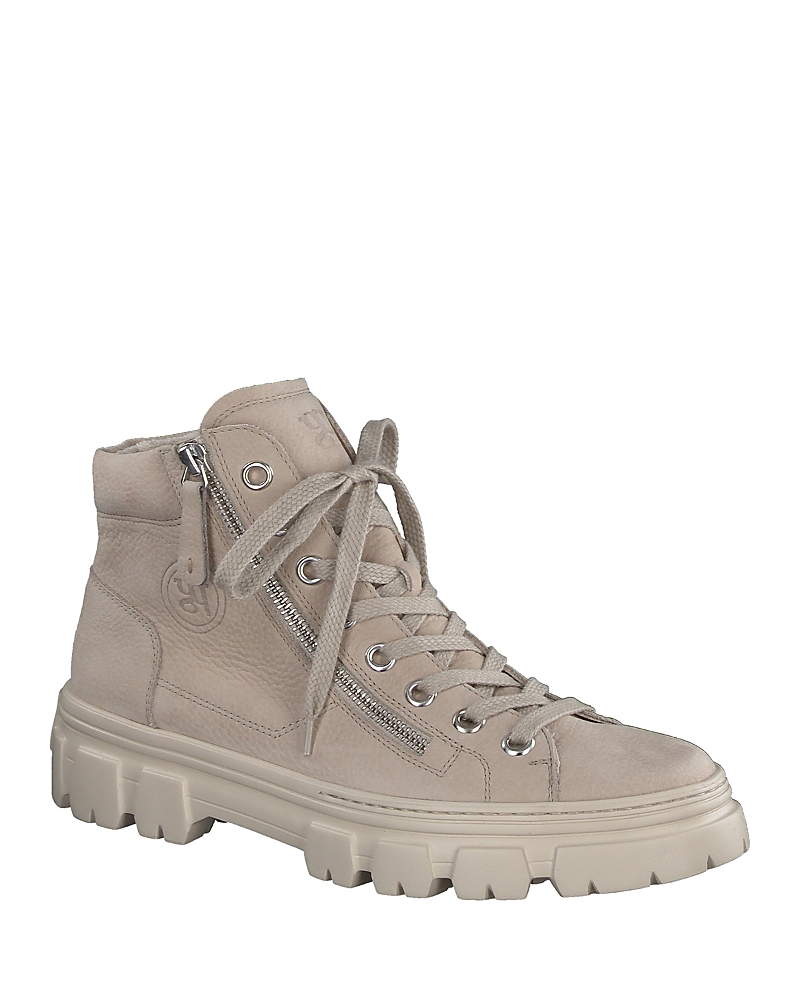 Paul Green Novie Lace-up Bootie In Almond Grained Nubuk