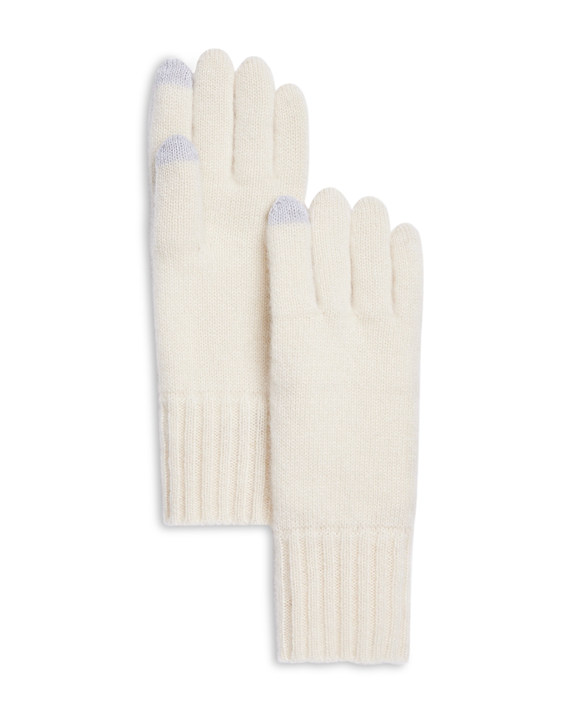C By Bloomingdale's Cashmere Rib Tech Gloves - Exclusive In Ivory