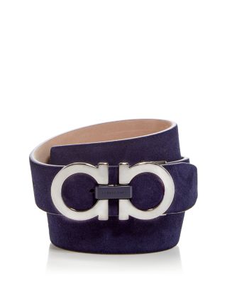 Ferragamo Men's Double Gancini Suede Belt