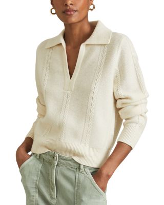Reiss Jessy Mini Cable Knit Polo Sweater