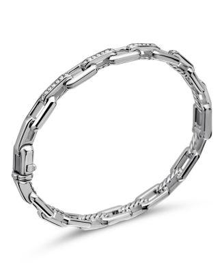 Sterling Silver Stax Link Bracelet with Diamonds