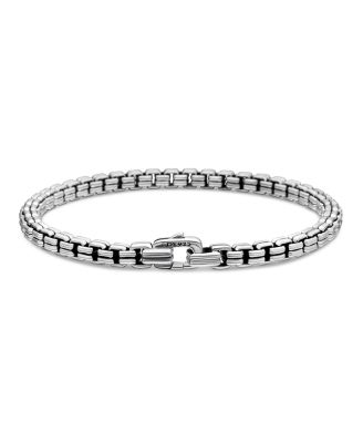Men&#39;s Double Box Chain Bracelet in Sterling Silver, 4mm
