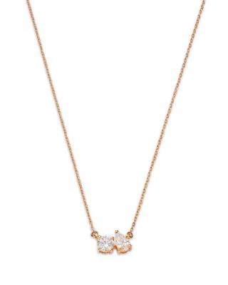 Moon & Meadow - 14K Yellow Gold Lab Grown Diamond Pear & Round Duet Pendant Necklace, 16-20"