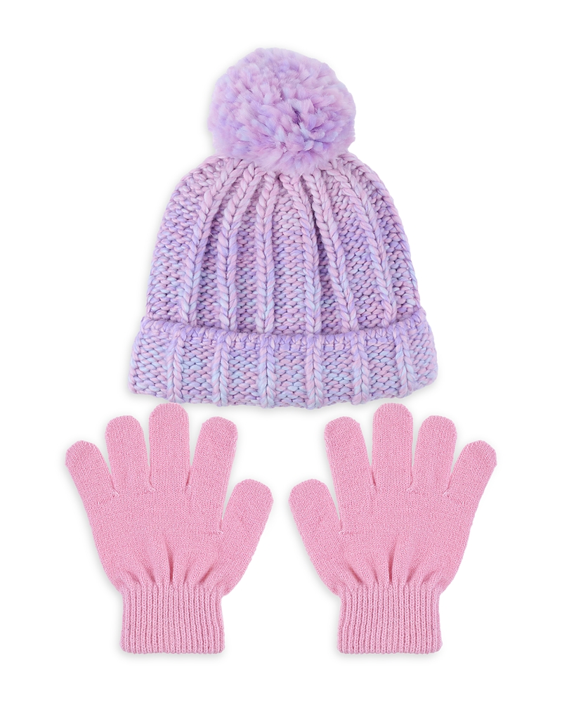 CAPELLI GIRLS' SPACE DYE ICELAND MIXED STITCH CUFF HAT & MITTENS - LITTLE KID, BIG KID
