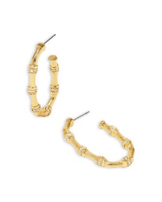 Kendra Scott - Maura Pav&eacute; Bamboo Hoop Earrings