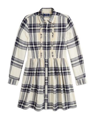 Ralph Lauren - Girls' Plaid Cotton Twill Shirt Dress - Little Kid, Big Kid