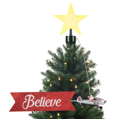 Animated Biplane Tree Topper with Banner