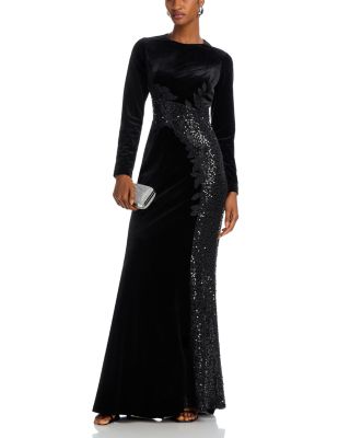 Sequined Inset Velvet Gown