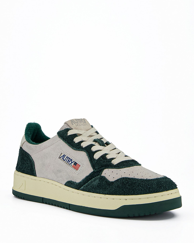 Autry Medalist Panelled Suede Sneakers In Bottle Green