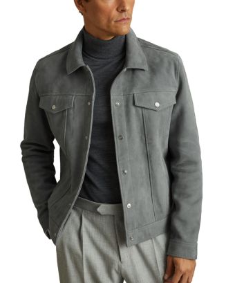 REISS Eden Suede Press Stuf Trucker Jacket | Bloomingdale's