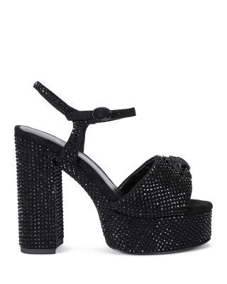 KURT GEIGER LONDON - Women's Kensington Flexi Crystal Studded High Heel Platform Sandals