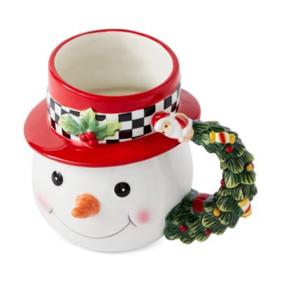 Christmas Tree Black and White Snowman Mug