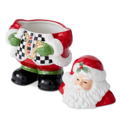 Christmas Tree Figural Black and White Santa Candy Jar