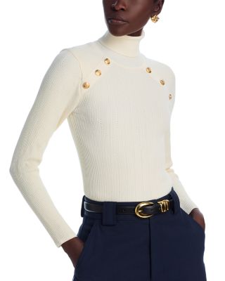 AQUA - Button Trim Turtleneck Sweater - Exclusive