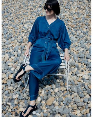 Mabel Topstitched Belted Jumpsuit