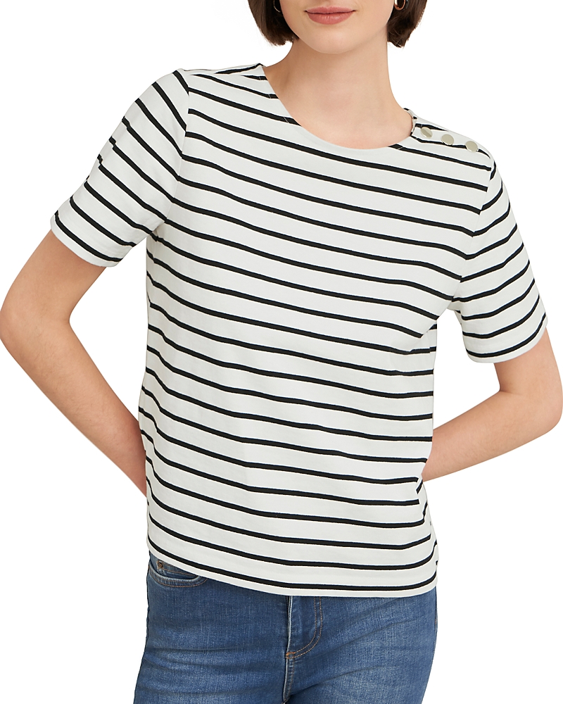 Hobbs London Bethan Striped Crewneck Top In Ivory Black