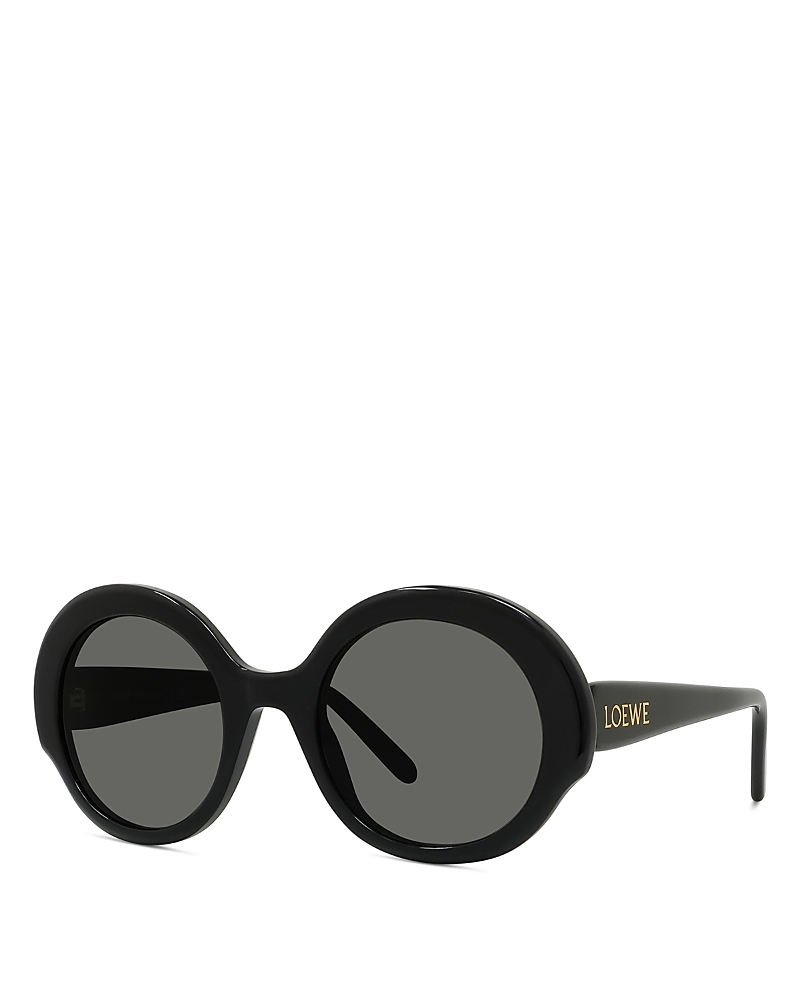 Loewe Thin Round Sunglasses, 52mm In Black/gray Solid