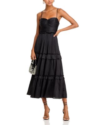 Ruched Ruffled Midi Dress - Exclusive
