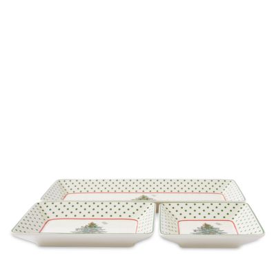 Christmas Tree Polka Dot 3-Piece Nesting Tray Set