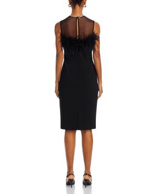 Illusion Feather Trim Dress