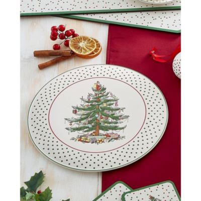 Christmas Tree Polka Dot Cake Plate