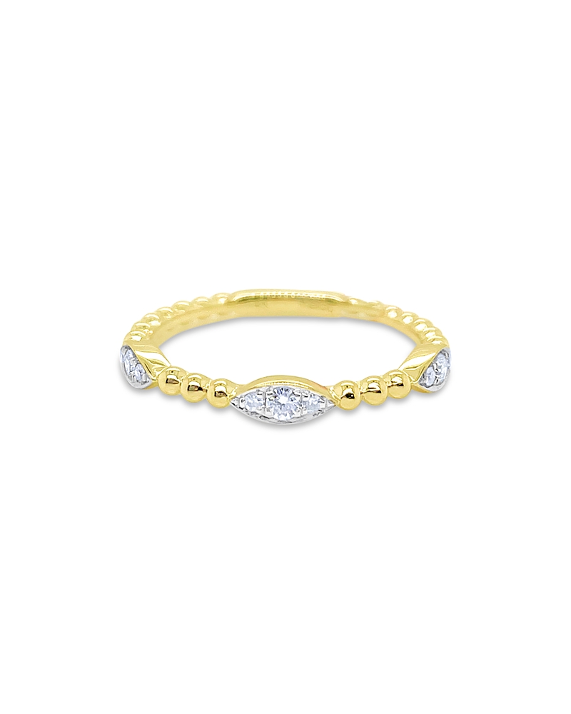 Meira T 14k Yellow Gold Leaf Beaded Diamond Ring In Gold