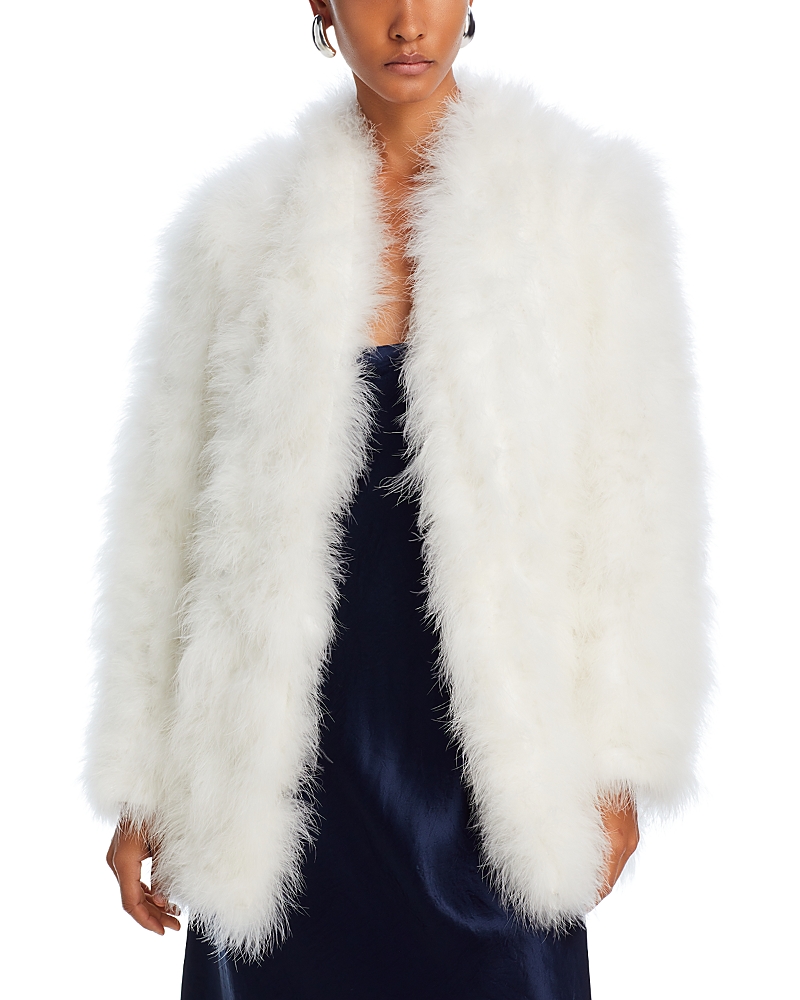 Lamarque Rabea Feather Coat In White