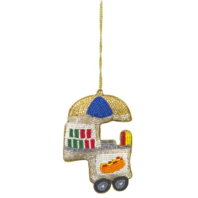 Sudha Pennathur Hot Dog Cart Beaded Ornament