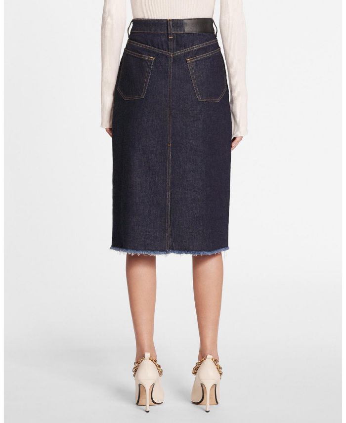 Mid-Length Straight Denim Skirt