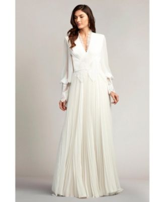 Yates Pleated Chiffon & Lace Gown