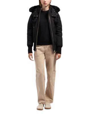 Moose Knuckles Debbie Shearling Trim Down Bomber Jacket