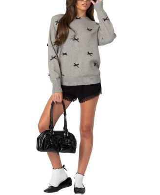 Satin Bow Oversized Sweater