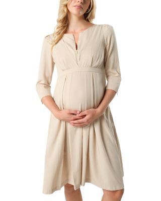 Women&#39;s Empire Waist Maternity &amp; Nursing Midi Tea Dress in TENCEL (Regular &amp; Petite)
