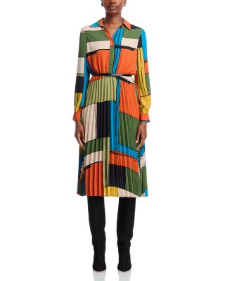 Pleated Midi Shirt Dress